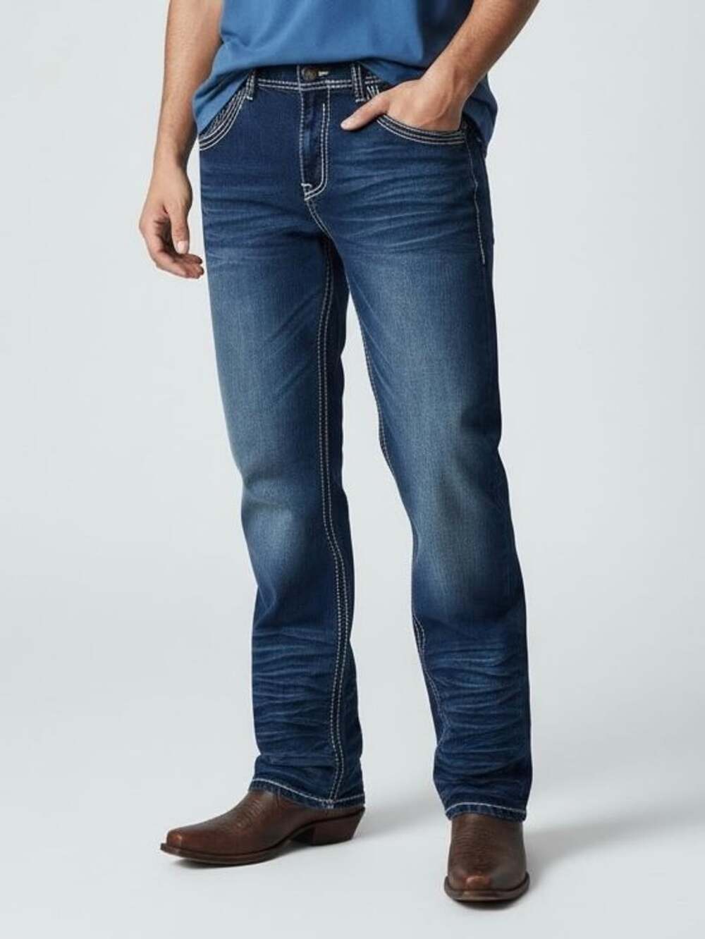 True Luck Livingston Men's Relaxed Bootcut Stretch Jeans Dark Wash Size 34x33